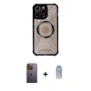 MARSİLYAN™- iPhone 12 Pro Max Kılıf Kutup Modern - Siyah Joko Magic 5D Cam + Neon Fosforlu Kamera Lens - SI