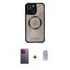 MARSİLYAN™- iPhone 12 Pro Max Kılıf Kutup Modern - Siyah Joko Magic 5D Cam + Neon Fosforlu Kamera Lens - TU