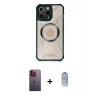 MARSİLYAN™- iPhone 12 Pro Max Kılıf Kutup Modern - Siyah Joko Magic 5D Cam + Neon Fosforlu Kamera Lens - TU