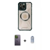 MARSİLYAN™- iPhone 12 Pro Max Kılıf Kutup Modern - Siyah Joko Magic 5D Cam + Neon Fosforlu Kamera Lens - YL