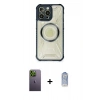 MARSİLYAN™- iPhone 12 Pro Max Kılıf Kutup Modern - Siyah Joko Magic 5D Cam + Neon Fosforlu Kamera Lens - YL