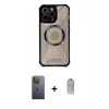 MARSİLYAN™- iPhone 12 Pro Max Kılıf Kutup Modern - Siyah Joko Magic 5D Cam + Neon Fosforlu Kamera Lens - YL