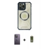 MARSİLYAN™- iPhone 12 Pro Max Kılıf Kutup Modern - Siyah Joko Magic 5D Hayalet Cam + Neon Fosforlu Kamera Lens - BZ