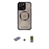 MARSİLYAN™- iPhone 12 Pro Max Kılıf Kutup Modern - Siyah Joko Magic 5D Hayalet Cam + Mavi Renkli Kamera Lens Koruma Cam