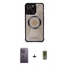MARSİLYAN™- iPhone 12 Pro Max Kılıf Kutup Modern - Siyah Joko Magic 5D Hayalet Cam + Neon Fosforlu Kamera Lens - BZ