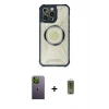 MARSİLYAN™- iPhone 12 Pro Max Kılıf Kutup Modern - Siyah Joko Magic 5D Hayalet Cam + Neon Fosforlu Kamera Lens - YL
