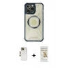 MARSİLYAN™- iPhone 12 Pro Max Kılıf Kutup Modern - Siyah Mat Seramik Nano Ekran Koruyucu + Shine Kamera Lens - GD