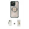 MARSİLYAN™- iPhone 12 Pro Max Kılıf Kutup Modern - Siyah Mat Seramik Nano Ekran Koruyucu + Shine Kamera Lens - GD