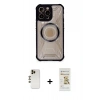 MARSİLYAN™- iPhone 12 Pro Max Kılıf Kutup Modern - Siyah Mat Seramik Nano Ekran Koruyucu + Shine Kamera Lens - GD