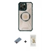 MARSİLYAN™- iPhone 12 Pro Max Kılıf Kutup Modern - Siyah Mat Seramik Nano Ekran Koruyucu + Metal Kamera Lens Koruma Cam - KI