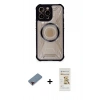 MARSİLYAN™- iPhone 12 Pro Max Kılıf Kutup Modern - Siyah Mat Seramik Nano Ekran Koruyucu + Metal Kamera Lens Koruma Cam - KI