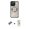 MARSİLYAN™- iPhone 12 Pro Max Kılıf Kutup Modern - Siyah Mat Seramik Nano Ekran Koruyucu + Metal Kamera Lens Koruma Cam - GD