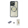 MARSİLYAN™- iPhone 12 Pro Max Kılıf Kutup Modern - Siyah Mat Seramik Nano Ekran Koruyucu + Renkli Kamera Lens Koruma Cam - PE