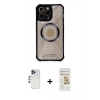 MARSİLYAN™- iPhone 12 Pro Max Kılıf Kutup Modern - Siyah Mat Seramik Nano Ekran Koruyucu + Shine Kamera Lens - LT