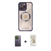 MARSİLYAN™- iPhone 12 Pro Max Kılıf Kutup Modern - Siyah Mat Seramik Nano Ekran Koruyucu + Neon Fosforlu Kamera Lens - YL