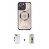 MARSİLYAN™- iPhone 12 Pro Max Kılıf Kutup Modern - Siyah Polymer Nano Ekran Koruyucu + Shine Kamera Lens - GD