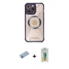 MARSİLYAN™- iPhone 12 Pro Max Kılıf Kutup Modern - Siyah Polymer Nano Ekran Koruyucu + Mavi Shine Kamera Lens Koruma Cam
