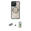 MARSİLYAN™- iPhone 12 Pro Max Kılıf Kutup Modern - Siyah Polymer Nano Ekran Koruyucu + Renkli Kamera Lens Koruma Cam - TU