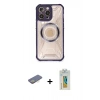 MARSİLYAN™- iPhone 12 Pro Max Kılıf Kutup Modern - Siyah Polymer Nano Ekran Koruyucu + Renkli Kamera Lens Koruma Cam - SI