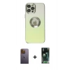 MARSİLYAN™- iPhone 12 Pro Max Kılıf Kutup Yansıma Özel Seri - Şeffaf 360 Full Body Arka Koruyucu + Neon Fosforlu Kamera Lens - SI