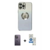 MARSİLYAN™- iPhone 12 Pro Max Kılıf Kutup Yansıma Özel Seri - Şeffaf Royal Nano Ekran Koruyucu + Beyaz Neon Fosforlu Kamera Lens