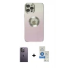 MARSİLYAN™- iPhone 12 Pro Max Kılıf Kutup Yansıma Özel Seri - Şeffaf Royal Nano Ekran Koruyucu + Beyaz Neon Fosforlu Kamera Lens