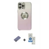 MARSİLYAN™- iPhone 12 Pro Max Kılıf Kutup Yansıma Özel Seri - Şeffaf Royal Nano Ekran Koruyucu + Metal Kamera Lens Koruma Cam - GD