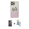 MARSİLYAN™- iPhone 12 Pro Max Kılıf Kutup Yansıma Özel Seri - Şeffaf Royal Nano Ekran Koruyucu + Neon Fosforlu Kamera Lens - SI