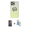MARSİLYAN™- iPhone 12 Pro Max Kılıf Kutup Yansıma Özel Seri - Şeffaf Royal Nano Ekran Koruyucu + Neon Fosforlu Kamera Lens - SI