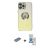 MARSİLYAN™- iPhone 12 Pro Max Kılıf Kutup Yansıma Özel Seri - Şeffaf Royal Nano Ekran Koruyucu + Sarı Renkli Kamera Lens Koruma Cam