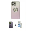 MARSİLYAN™- iPhone 12 Pro Max Kılıf Kutup Yansıma Özel Seri - Şeffaf Royal Nano Ekran Koruyucu + Neon Fosforlu Kamera Lens - YL