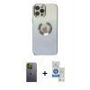 MARSİLYAN™- iPhone 12 Pro Max Kılıf Kutup Yansıma Özel Seri - Şeffaf Royal Nano Ekran Koruyucu + Neon Fosforlu Kamera Lens - YL
