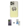 MARSİLYAN™- iPhone 12 Pro Max Kılıf Kutup Yansıma Özel Seri - Şeffaf Royal Nano Ekran Koruyucu + Neon Fosforlu Kamera Lens - YL