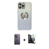 MARSİLYAN™- iPhone 12 Pro Max Kılıf Kutup Yansıma Özel Seri - Şeffaf Temperli Cam Ekran Koruyucu + Neon Fosforlu Kamera Lens - BZ
