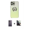 MARSİLYAN™- iPhone 12 Pro Max Kılıf Kutup Yansıma Özel Seri - Şeffaf Temperli Cam Ekran Koruyucu + Neon Fosforlu Kamera Lens - BZ