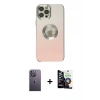 MARSİLYAN™- iPhone 12 Pro Max Kılıf Kutup Yansıma Özel Seri - Şeffaf Temperli Cam Ekran Koruyucu + Neon Fosforlu Kamera Lens - BZ