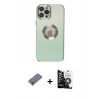 MARSİLYAN™- iPhone 12 Pro Max Kılıf Kutup Yansıma Özel Seri - Şeffaf Temperli Cam Ekran Koruyucu + Metal Kamera Lens Koruma Cam - GD