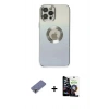 MARSİLYAN™- iPhone 12 Pro Max Kılıf Kutup Yansıma Özel Seri - Şeffaf Temperli Cam Ekran Koruyucu + Metal Kamera Lens Koruma Cam - GD