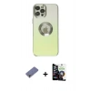 MARSİLYAN™- iPhone 12 Pro Max Kılıf Kutup Yansıma Özel Seri - Şeffaf Temperli Cam Ekran Koruyucu + Metal Kamera Lens Koruma Cam - GD