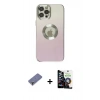 MARSİLYAN™- iPhone 12 Pro Max Kılıf Kutup Yansıma Özel Seri - Şeffaf Temperli Cam Ekran Koruyucu + Metal Kamera Lens Koruma Cam - GD