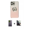 MARSİLYAN™- iPhone 12 Pro Max Kılıf Kutup Yansıma Özel Seri - Şeffaf Temperli Cam Ekran Koruyucu + Neon Fosforlu Kamera Lens - YL