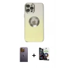 MARSİLYAN™- iPhone 12 Pro Max Kılıf Kutup Yansıma Özel Seri - Şeffaf Temperli Cam Ekran Koruyucu + Neon Fosforlu Kamera Lens - SI