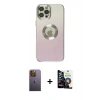 MARSİLYAN™- iPhone 12 Pro Max Kılıf Kutup Yansıma Özel Seri - Şeffaf Temperli Cam Ekran Koruyucu + Neon Fosforlu Kamera Lens - SI