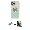 MARSİLYAN™- iPhone 12 Pro Max Kılıf Kutup Yansıma Özel Seri - Şeffaf Temperli Cam Ekran Koruyucu + Shine Kamera Lens Koruma Cam - PE