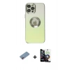 MARSİLYAN™- iPhone 12 Pro Max Kılıf Kutup Yansıma Özel Seri - Şeffaf Temperli Cam Ekran Koruyucu + Shine Kamera Lens Koruma Cam - PE