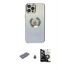 MARSİLYAN™- iPhone 12 Pro Max Kılıf Kutup Yansıma Özel Seri - Şeffaf Temperli Cam Ekran Koruyucu + Renkli Kamera Lens Koruma Cam - PE