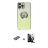 MARSİLYAN™- iPhone 12 Pro Max Kılıf Kutup Yansıma Özel Seri - Şeffaf Temperli Cam Ekran Koruyucu + Renkli Kamera Lens Koruma Cam - PE