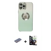 MARSİLYAN™- iPhone 12 Pro Max Kılıf Kutup Yansıma Özel Seri - Şeffaf Temperli Cam Ekran Koruyucu + Renkli Kamera Lens Koruma Cam - PE