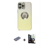 MARSİLYAN™- iPhone 12 Pro Max Kılıf Kutup Yansıma Özel Seri - Şeffaf Temperli Cam Ekran Koruyucu + Renkli Kamera Lens Koruma Cam - PE
