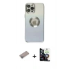MARSİLYAN™- iPhone 12 Pro Max Kılıf Kutup Yansıma Özel Seri - Şeffaf Temperli Cam Ekran Koruyucu + Shine Kamera Lens Koruma Cam - SABE